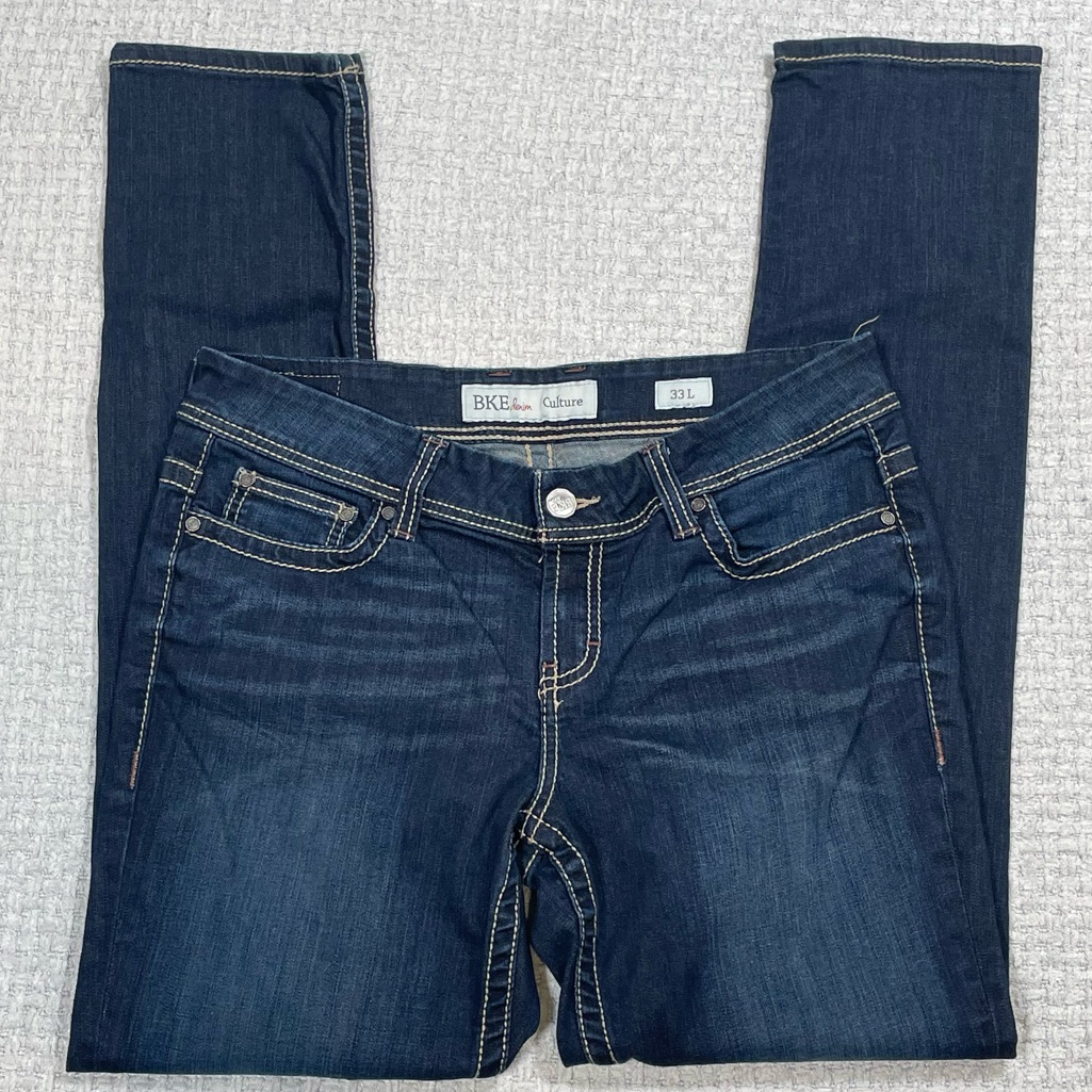 Bke Culture Mid-Rise Zip Fly Stretch Denim Jeans Style #Bpl1027 Size 33l